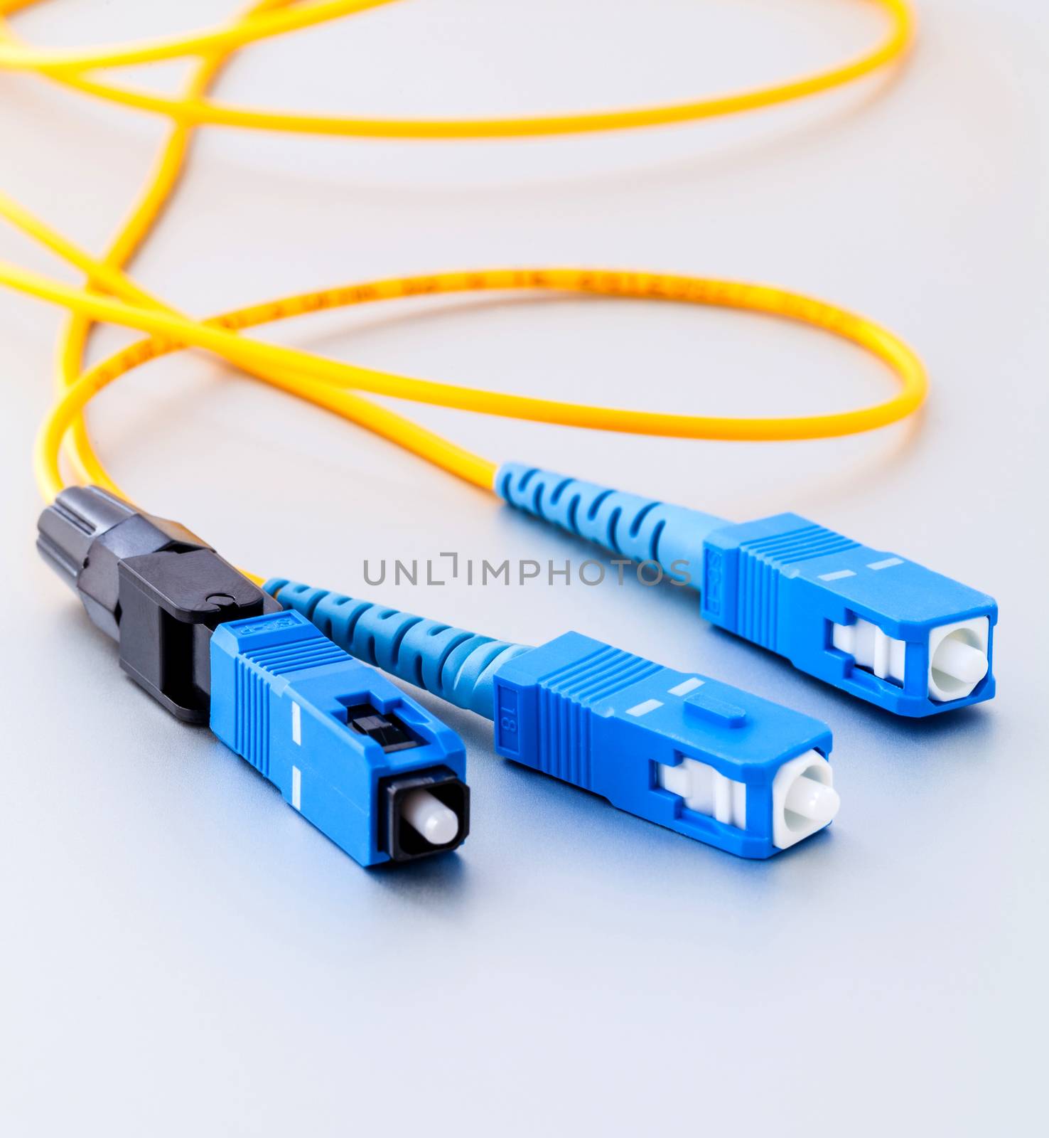 Fiber Optics connectors symbolic photo for fast internet connection ,Internet Service Provider equipment.broadband connection is  available everywhere.