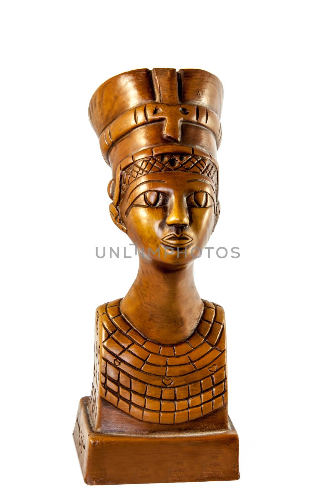 Bust of Queen Nefertiti isolated on white background