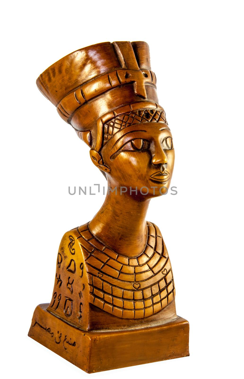 Bust of Queen Nefertiti isolated on white background