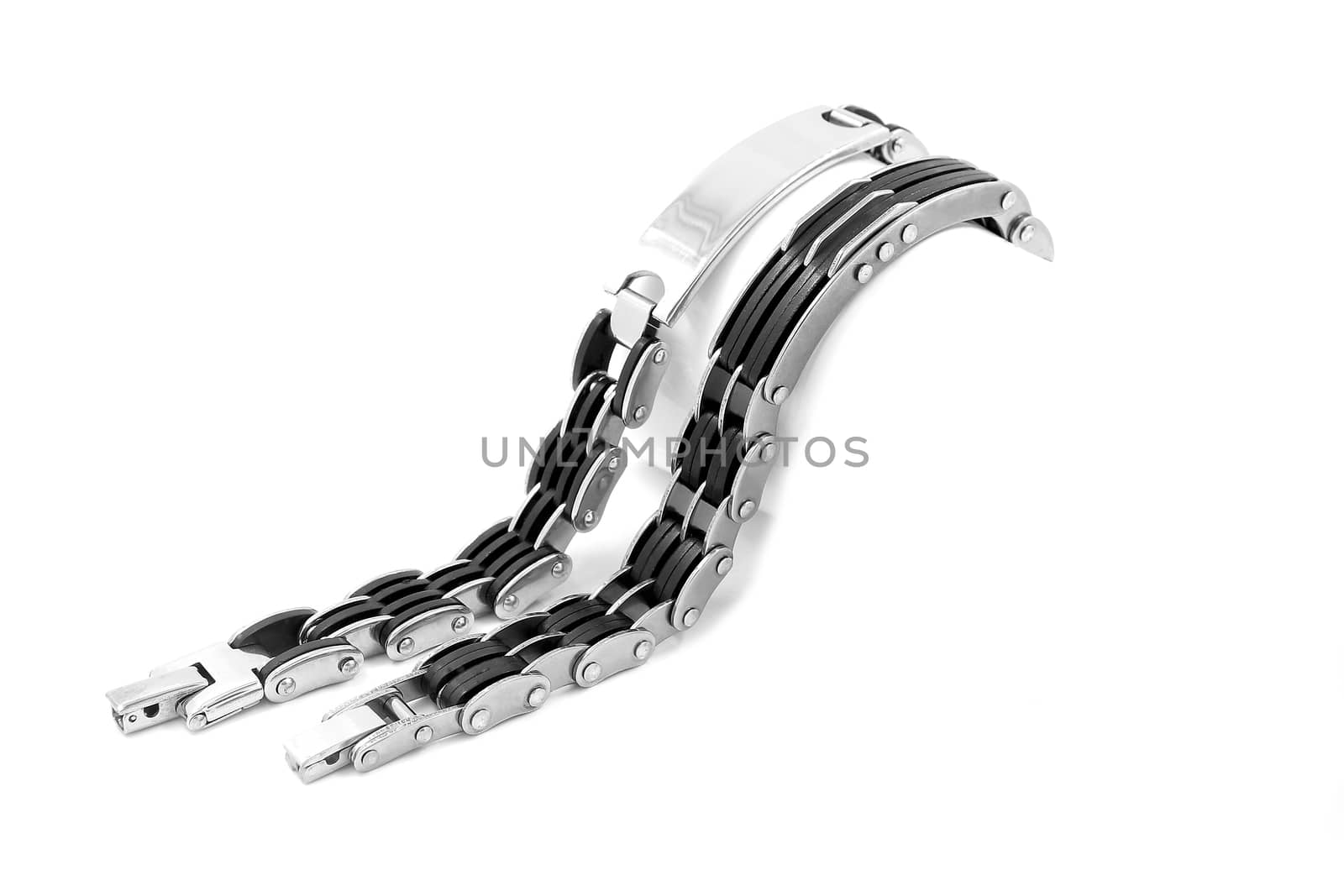 Bracelet, surgical stainless steel. Isolated on white background