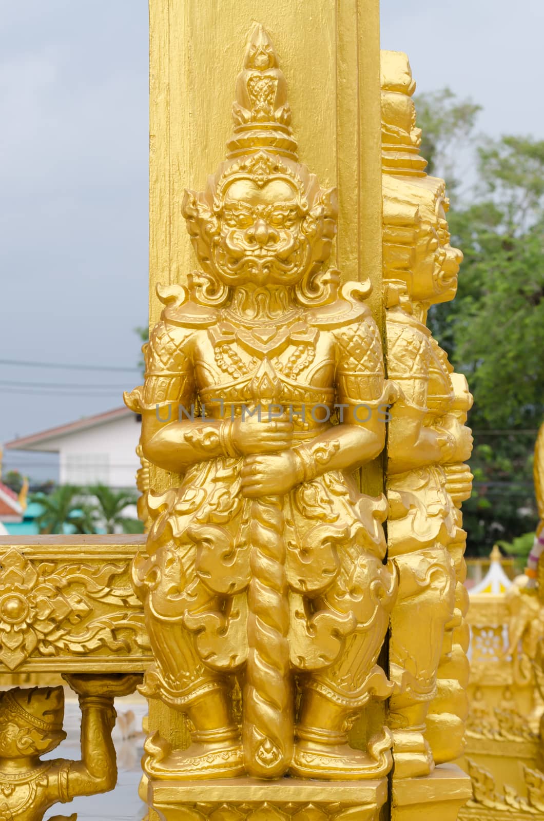 Gold giants statue.