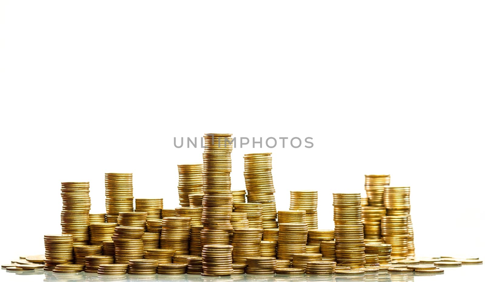 stacks of golden coins