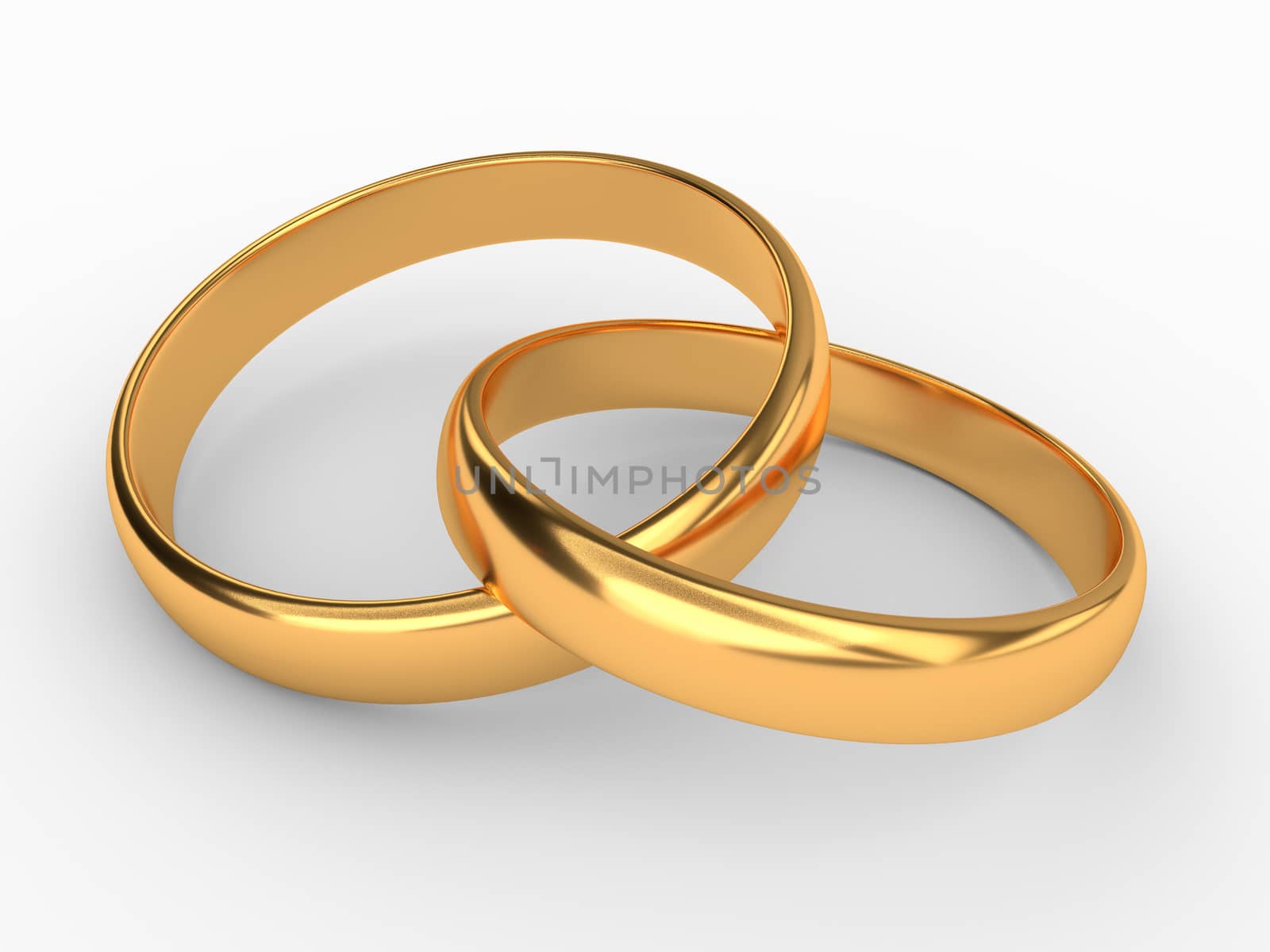 Illustration of two connected gold wedding rings