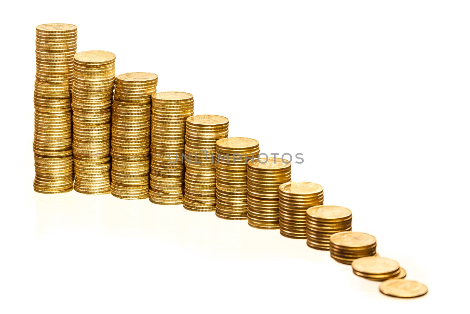 stacks of golden coins