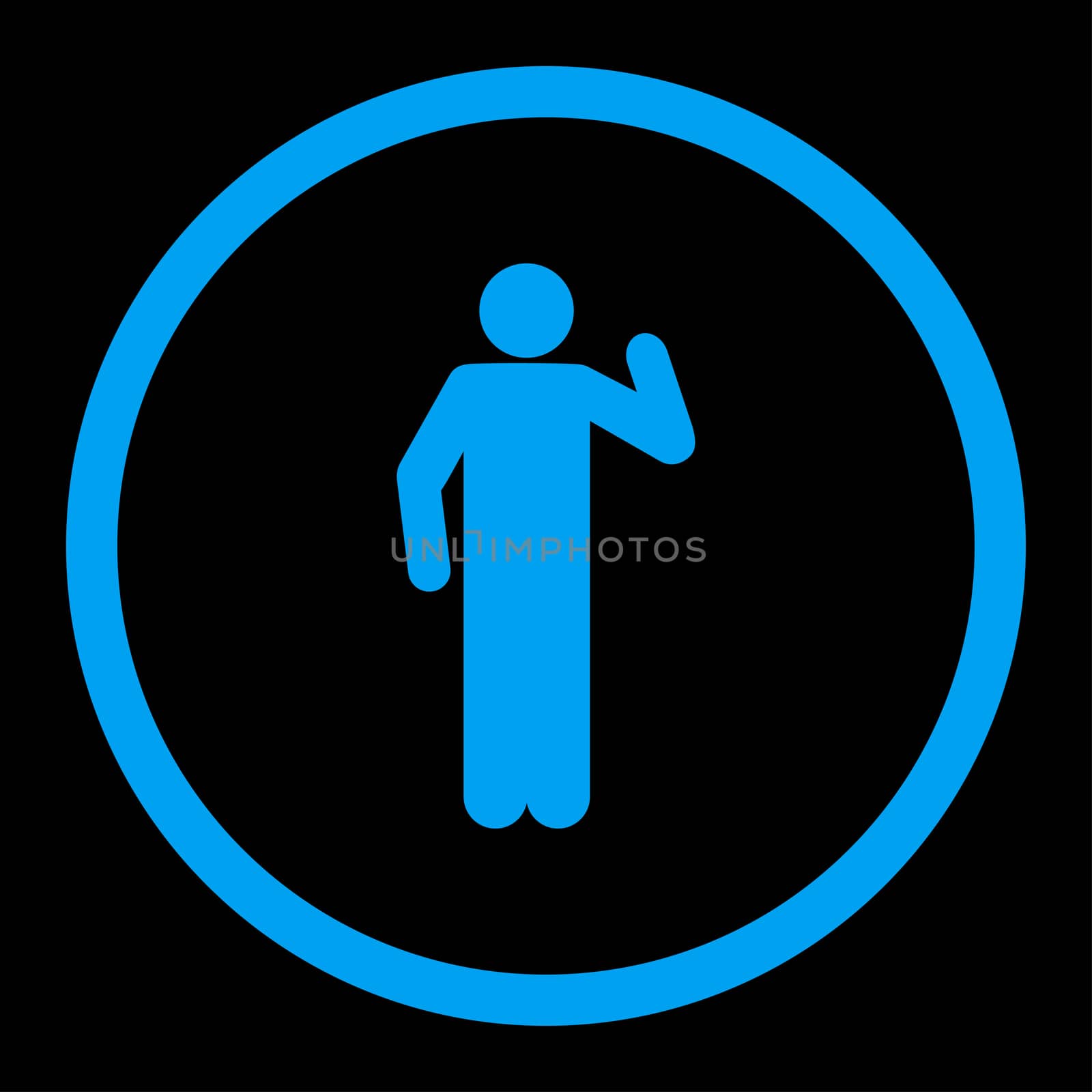 Opinion glyph icon. This rounded flat symbol is drawn with blue color on a black background.