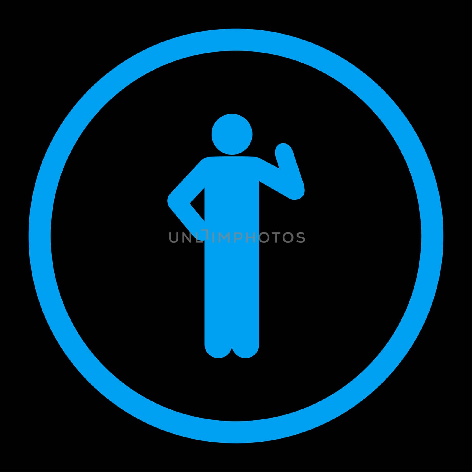 Proposal glyph icon. This rounded flat symbol is drawn with blue color on a black background.