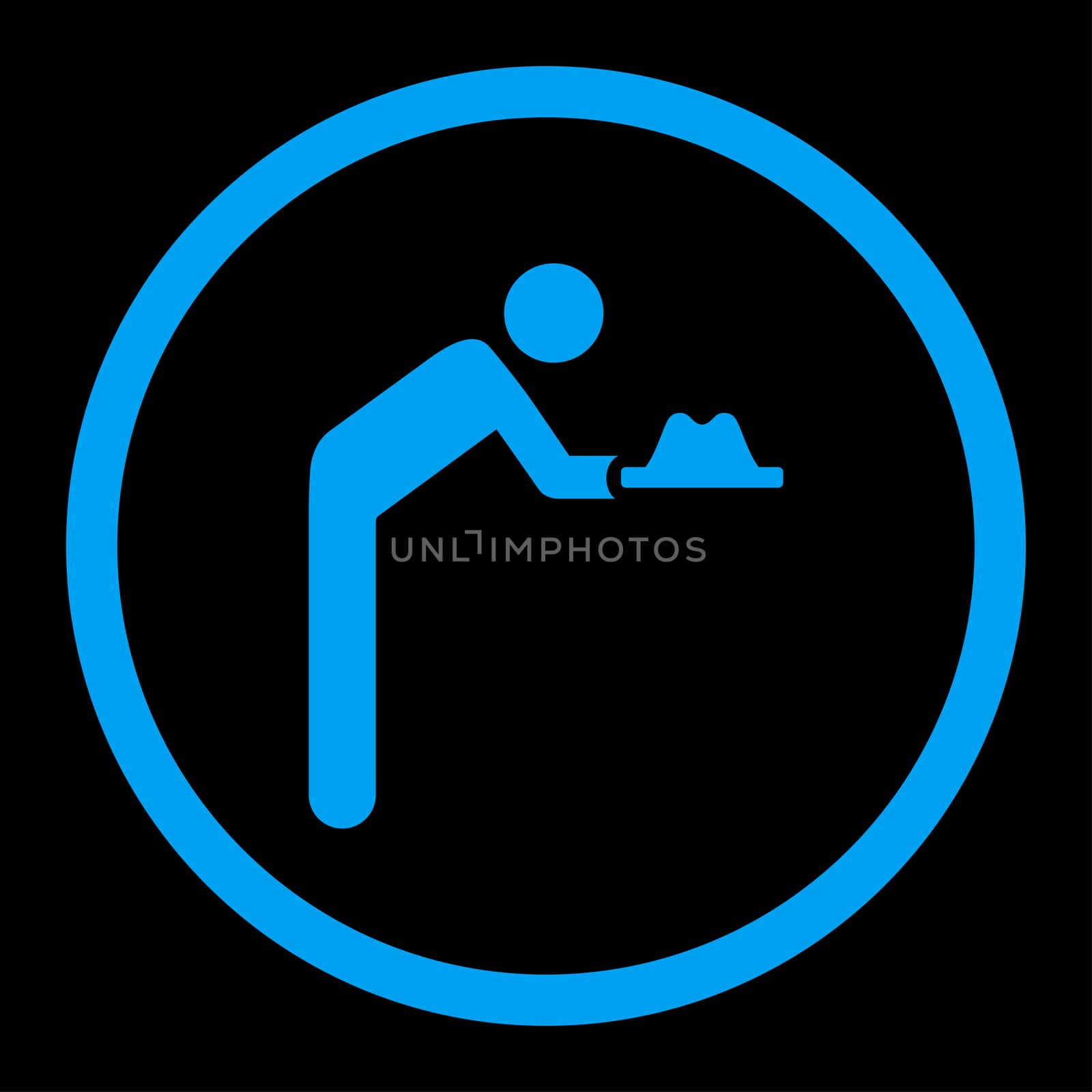 Servant glyph icon. This rounded flat symbol is drawn with blue color on a black background.