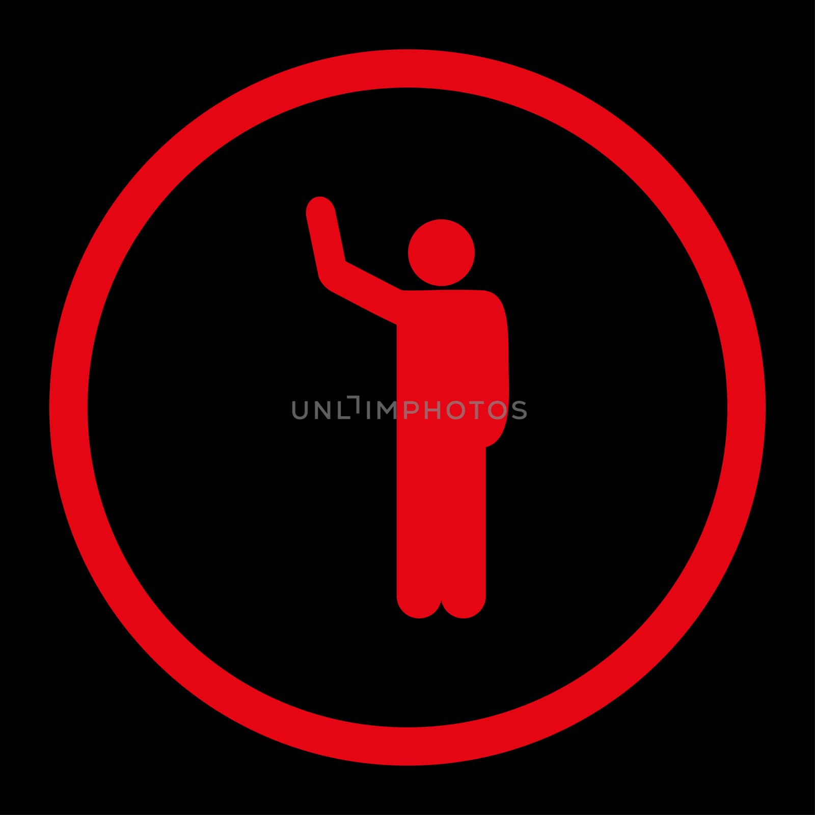 Hello glyph icon. This rounded flat symbol is drawn with red color on a black background.