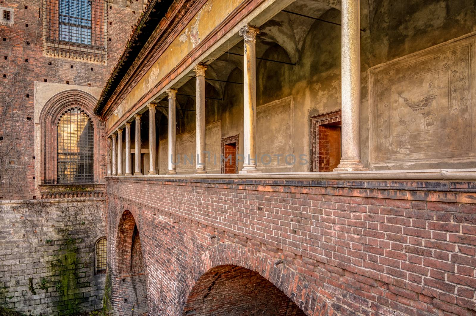 a nice view a architecture of Sforza castle,milan.italy