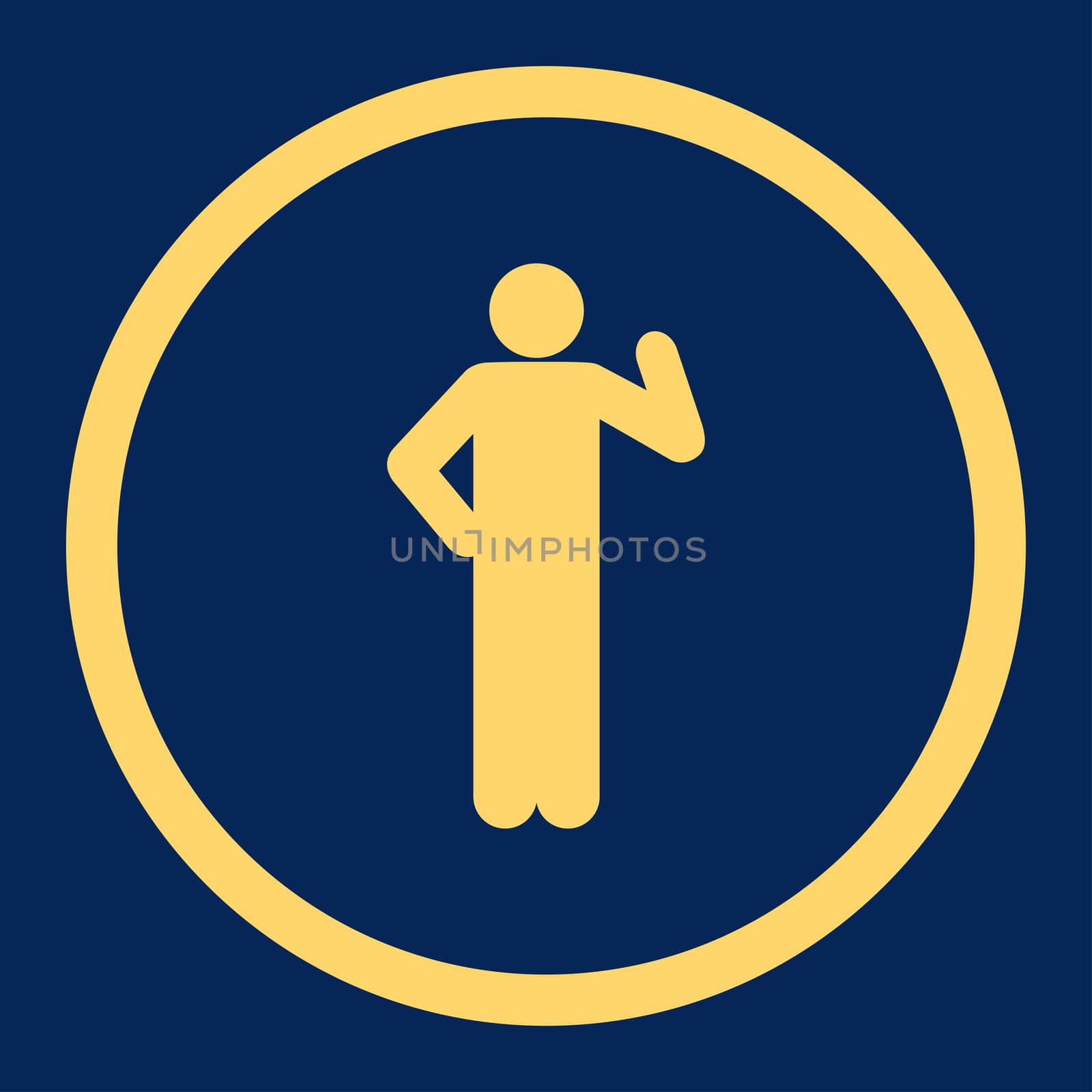 Proposal glyph icon. This rounded flat symbol is drawn with yellow color on a blue background.