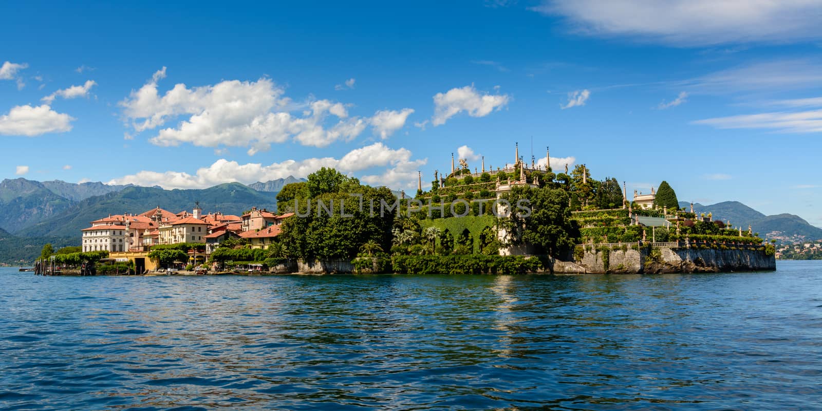 Isola Bella is located in the middle of Lake Maggiore you can get with liners or private just 5 minutes off the town of Stresa. 
The island owes its fame to the Borromeo family who built a magnificent palace with a beautiful garden.