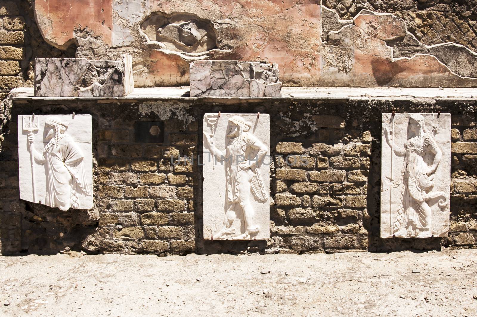 view of the herculaneum excavation, naples, italy