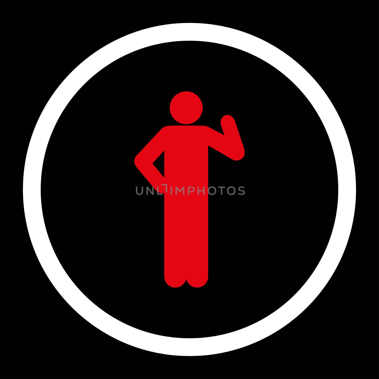 Proposal glyph icon. This rounded flat symbol is drawn with red and white colors on a black background.
