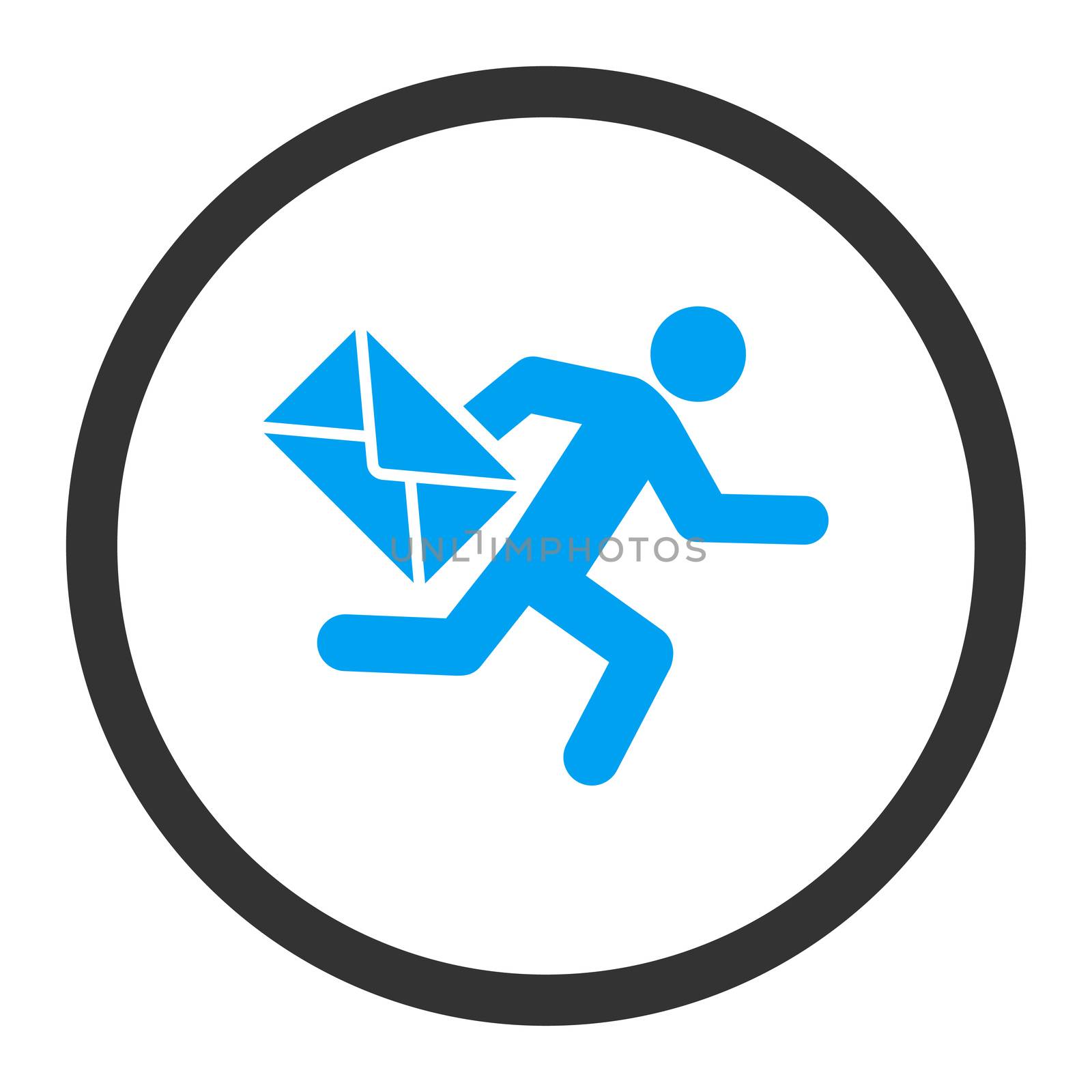 Mail courier glyph icon. This rounded flat symbol is drawn with blue and gray colors on a white background.