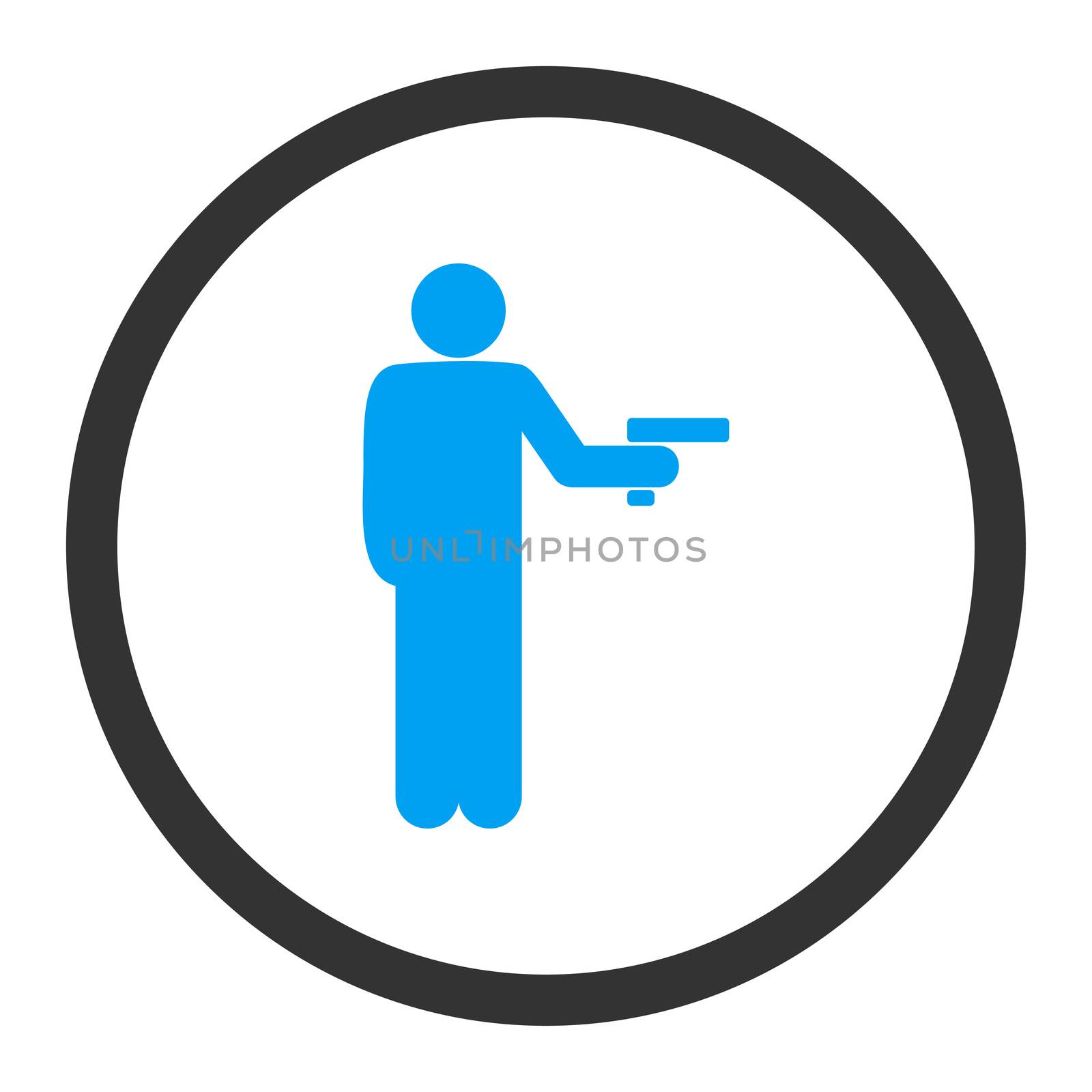 Robbery glyph icon. This rounded flat symbol is drawn with blue and gray colors on a white background.