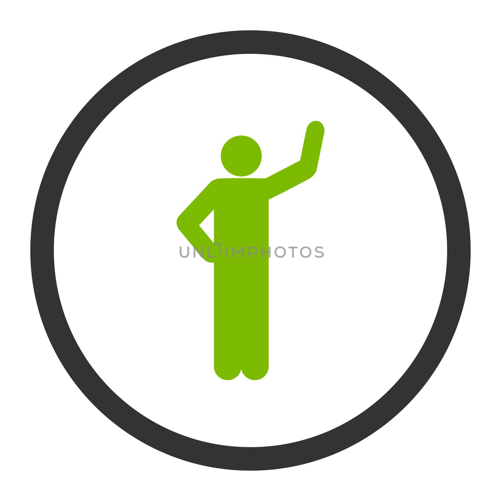 Assurance glyph icon. This rounded flat symbol is drawn with eco green and gray colors on a white background.
