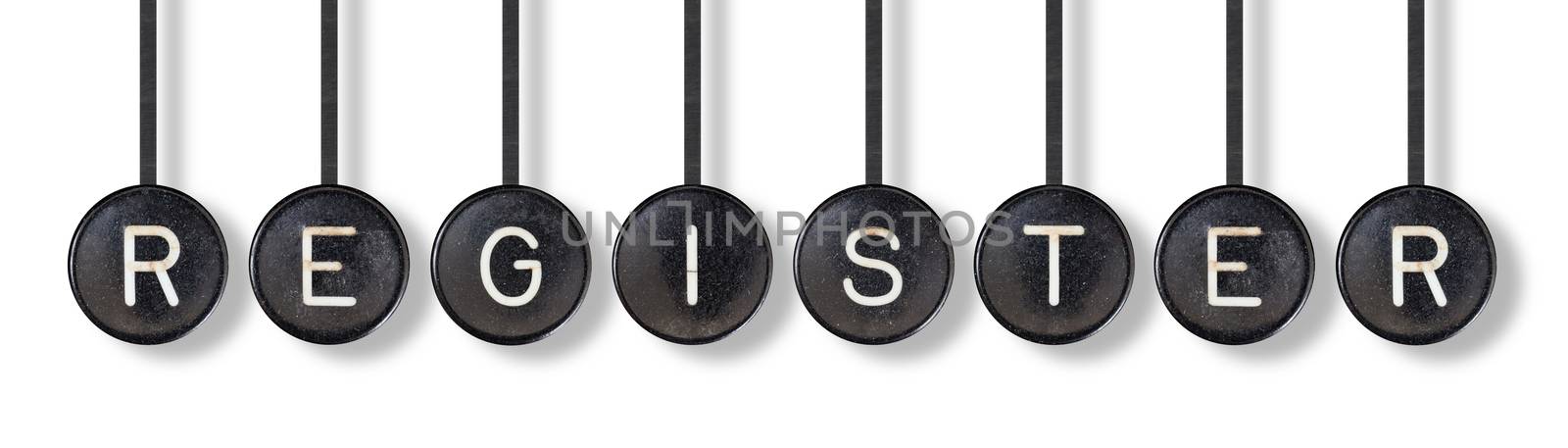 Typewriter buttons, isolated on white background - Register