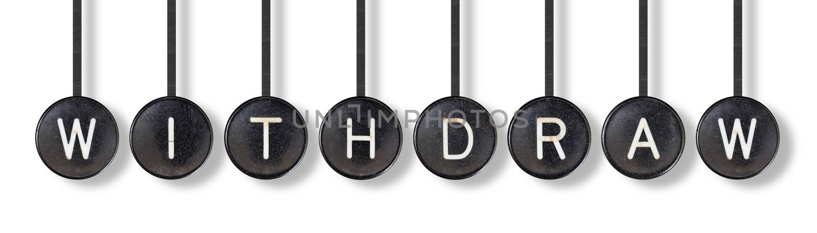 Typewriter buttons, isolated on white background - Withdraw