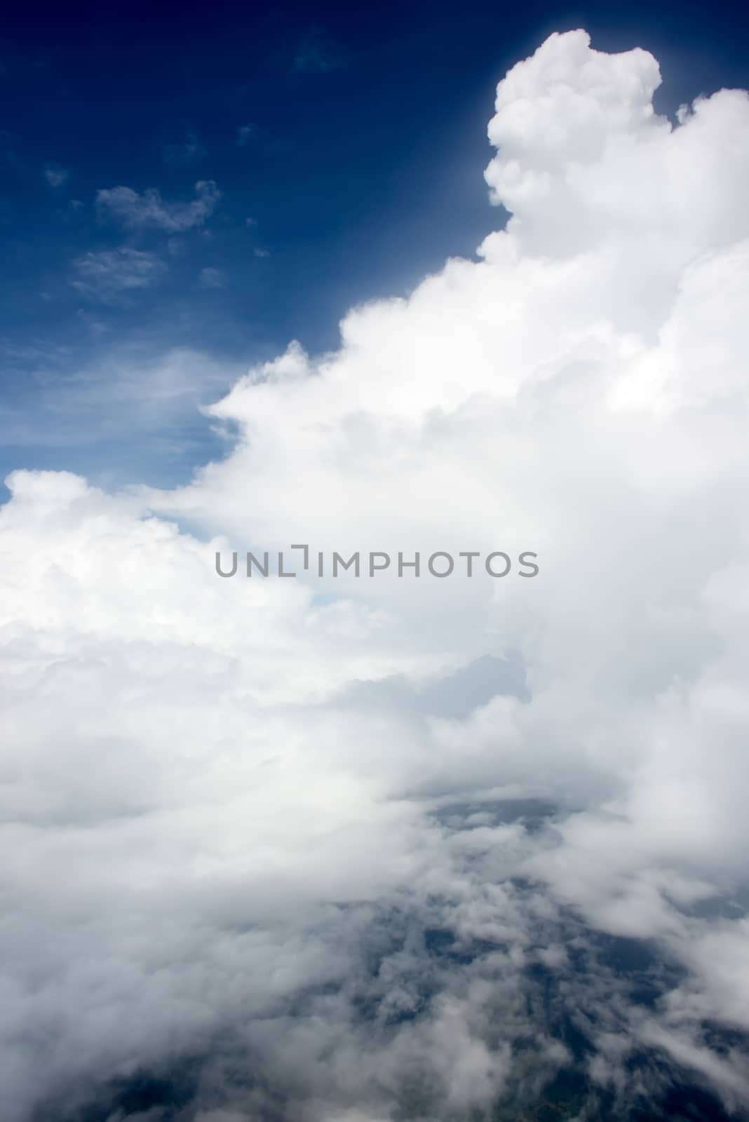 Cloudscape. Blue sky and white cloud. Sunny day. Cumulus cloud. by Yuri2012