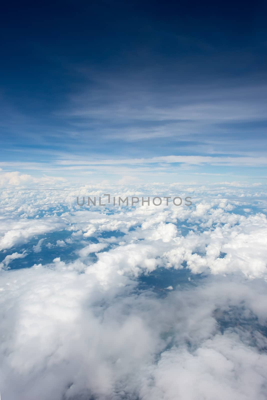 Cloudscape. Blue sky and white cloud. Sunny day. Cumulus cloud. by Yuri2012