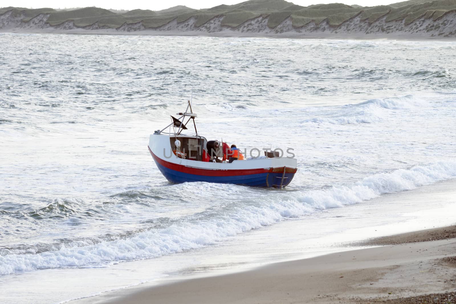 Danish fishing boat on the beach