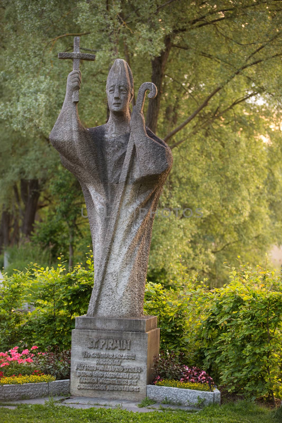 Statue of Island Saint of Reichenau, Lake Constance, Germany by fisfra