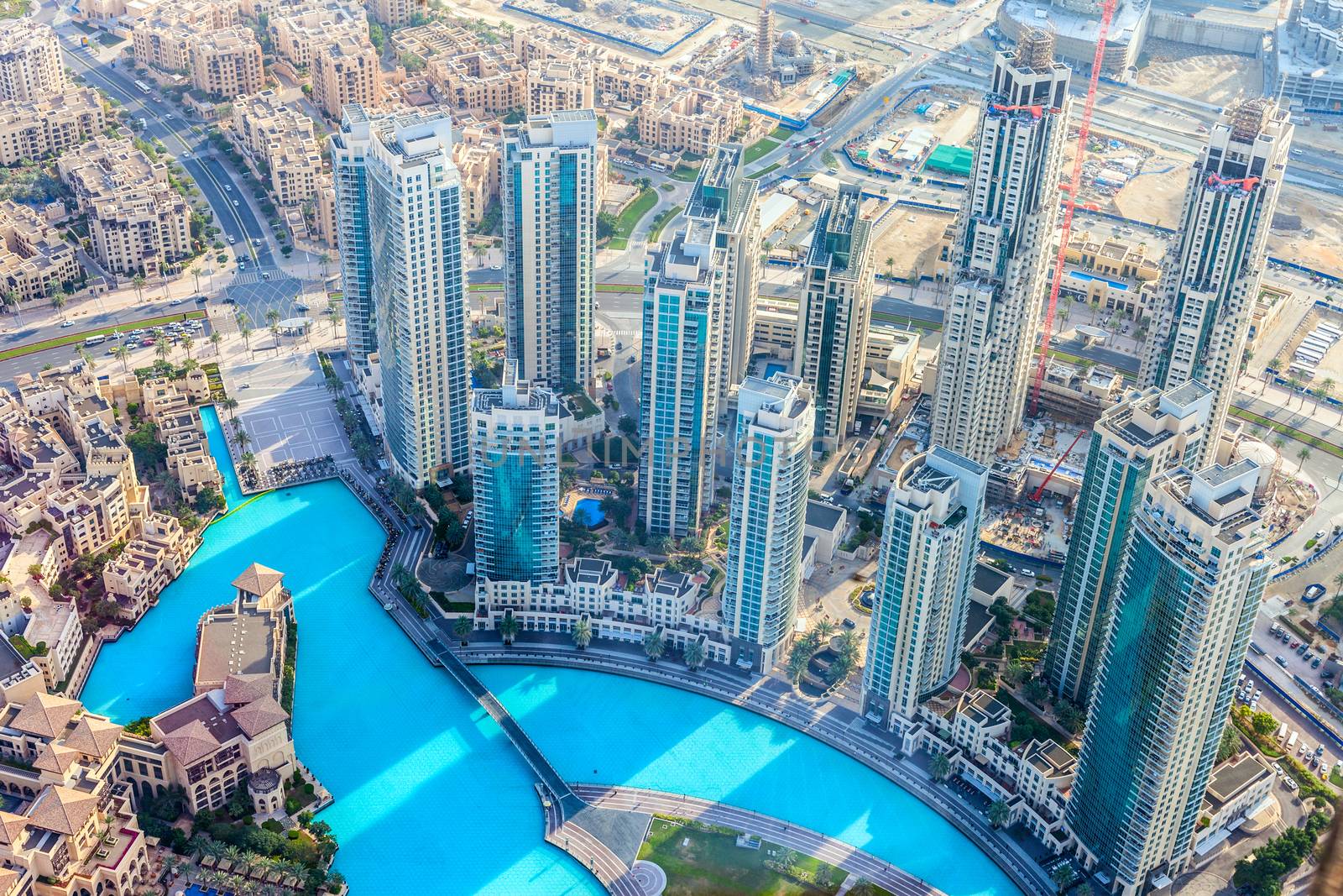 View on Dubai from the highest tower in the world, Burj Khalifa