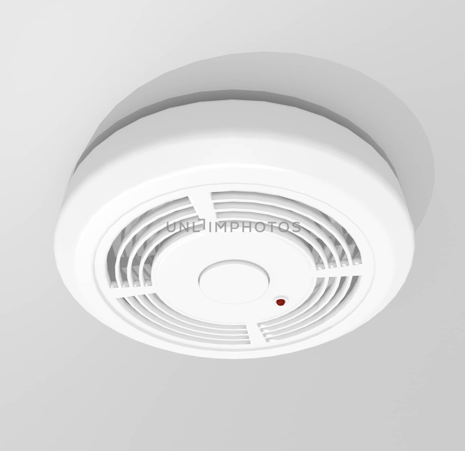 Illustration depicting a white round smoke detector.
