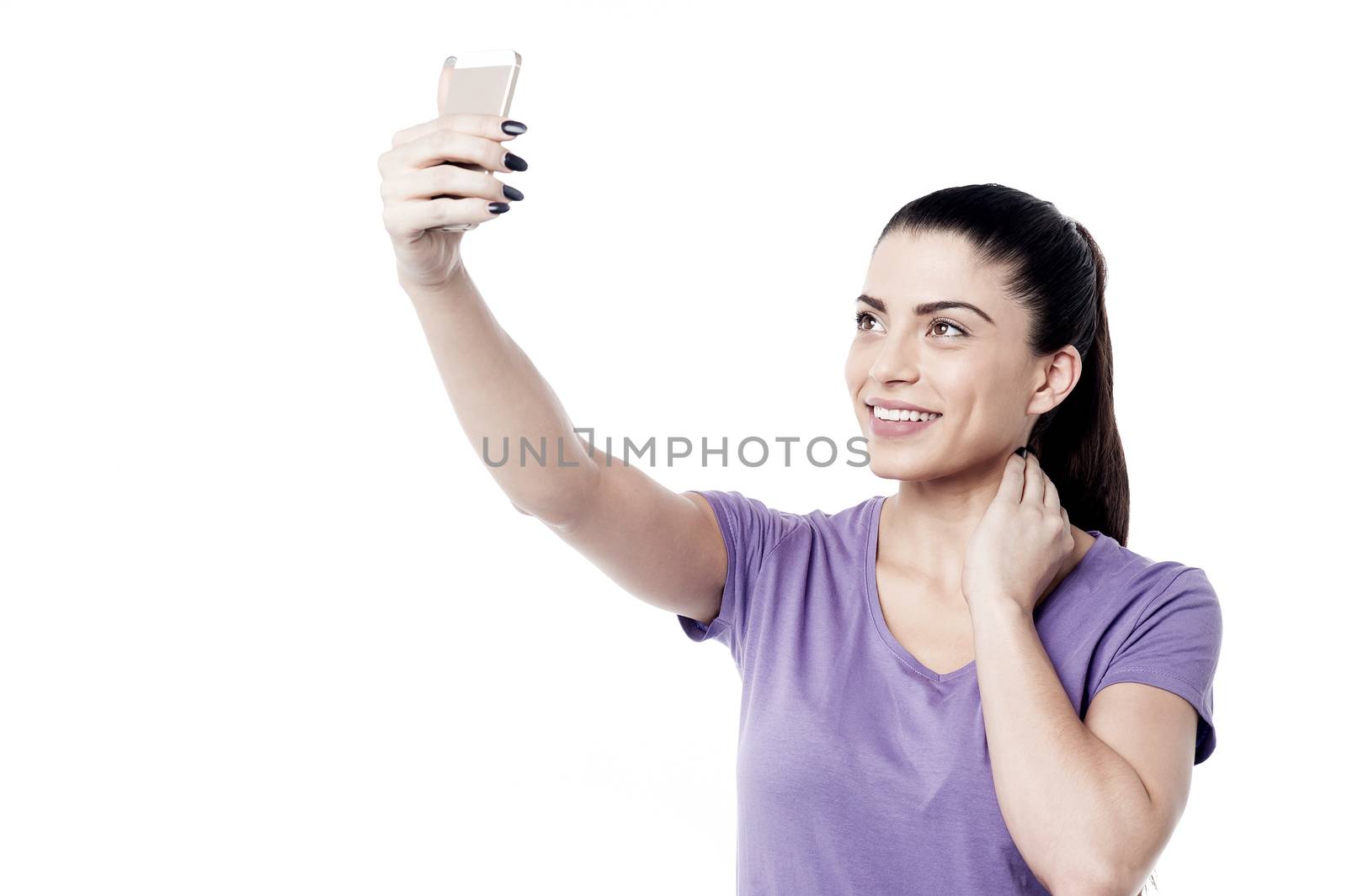 Beautiful woman taking a picture of herself
