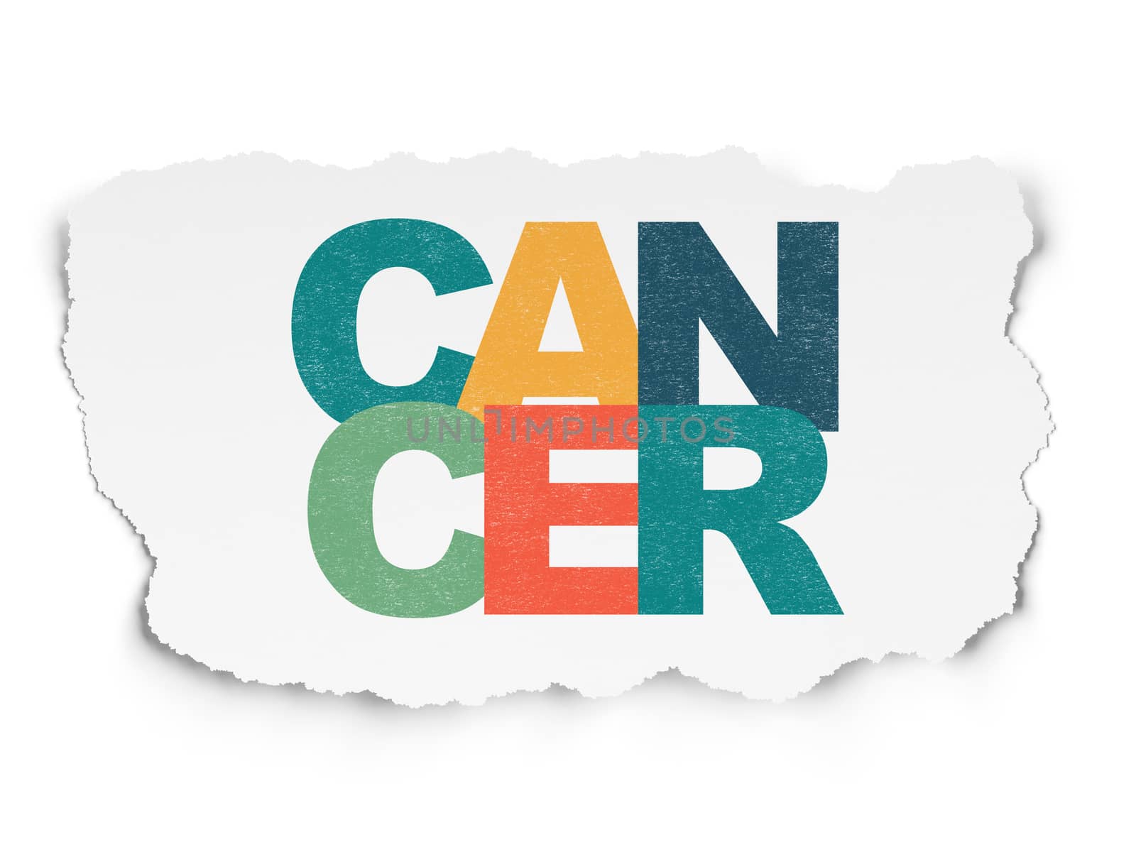 Healthcare concept: Painted multicolor text Cancer on Torn Paper background