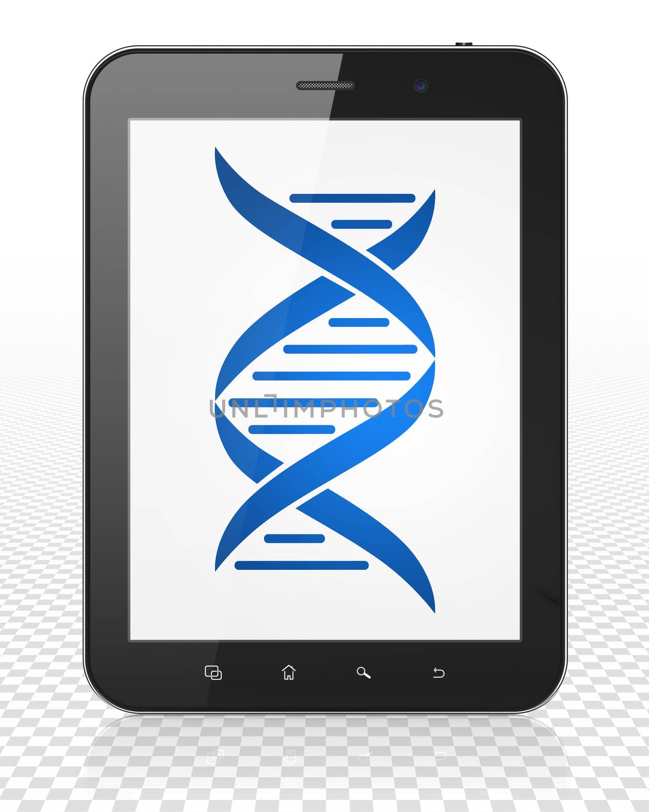 Science concept: Tablet Pc Computer with DNA on display by maxkabakov