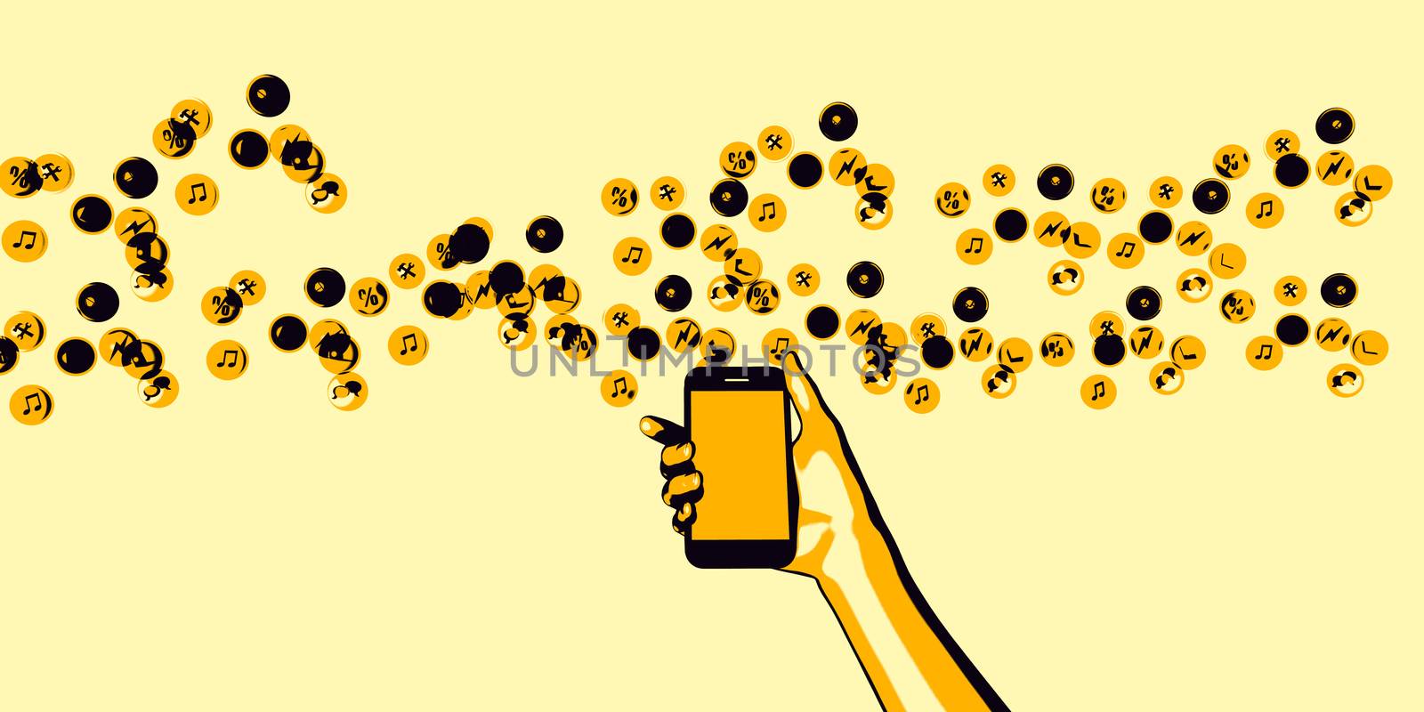Smartphone with Music Notes as a Concept