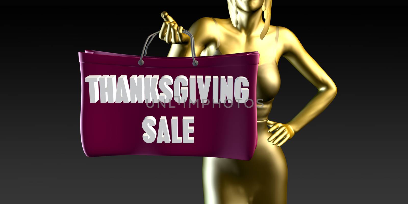 Thanksgiving Sale with a Lady Holding Shopping Bags