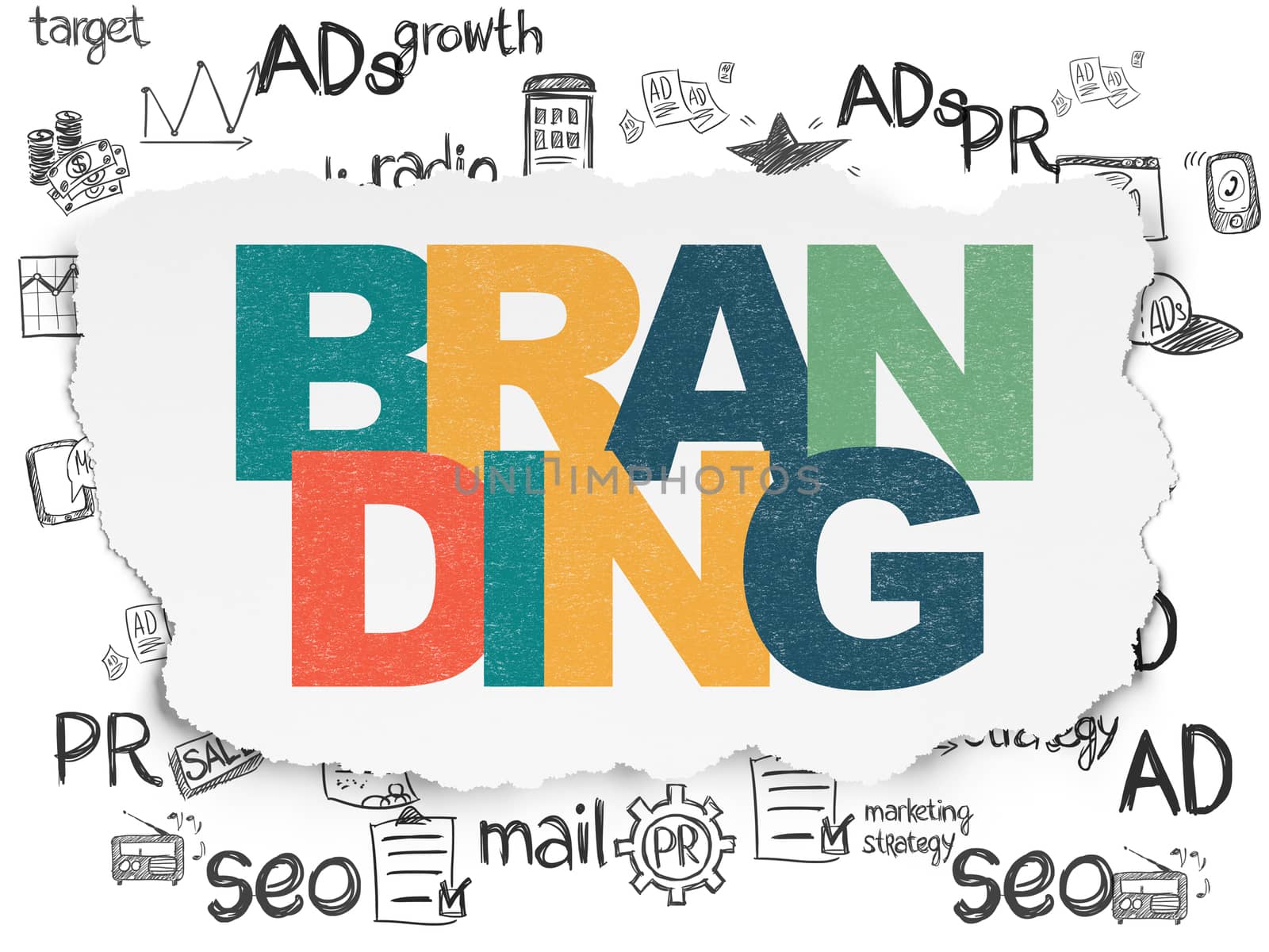 Advertising concept: Branding on Torn Paper background by maxkabakov