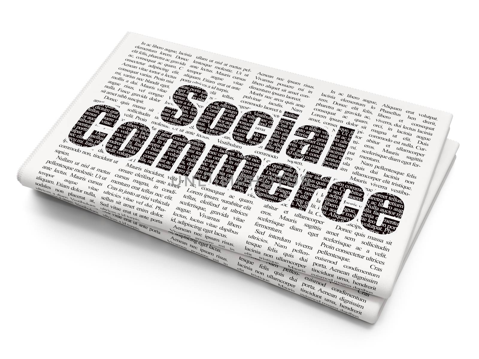 Marketing concept: Pixelated black text Social Commerce on Newspaper background