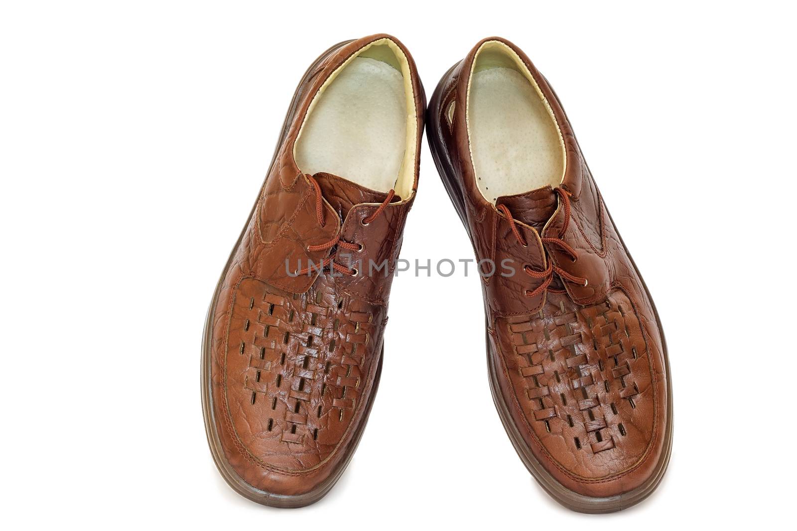 Men's leather shoes on a white background. by georgina198