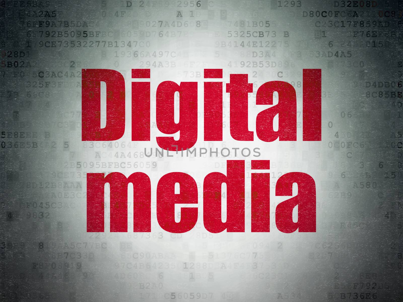 Marketing concept: Painted red word Digital Media on Digital Paper background