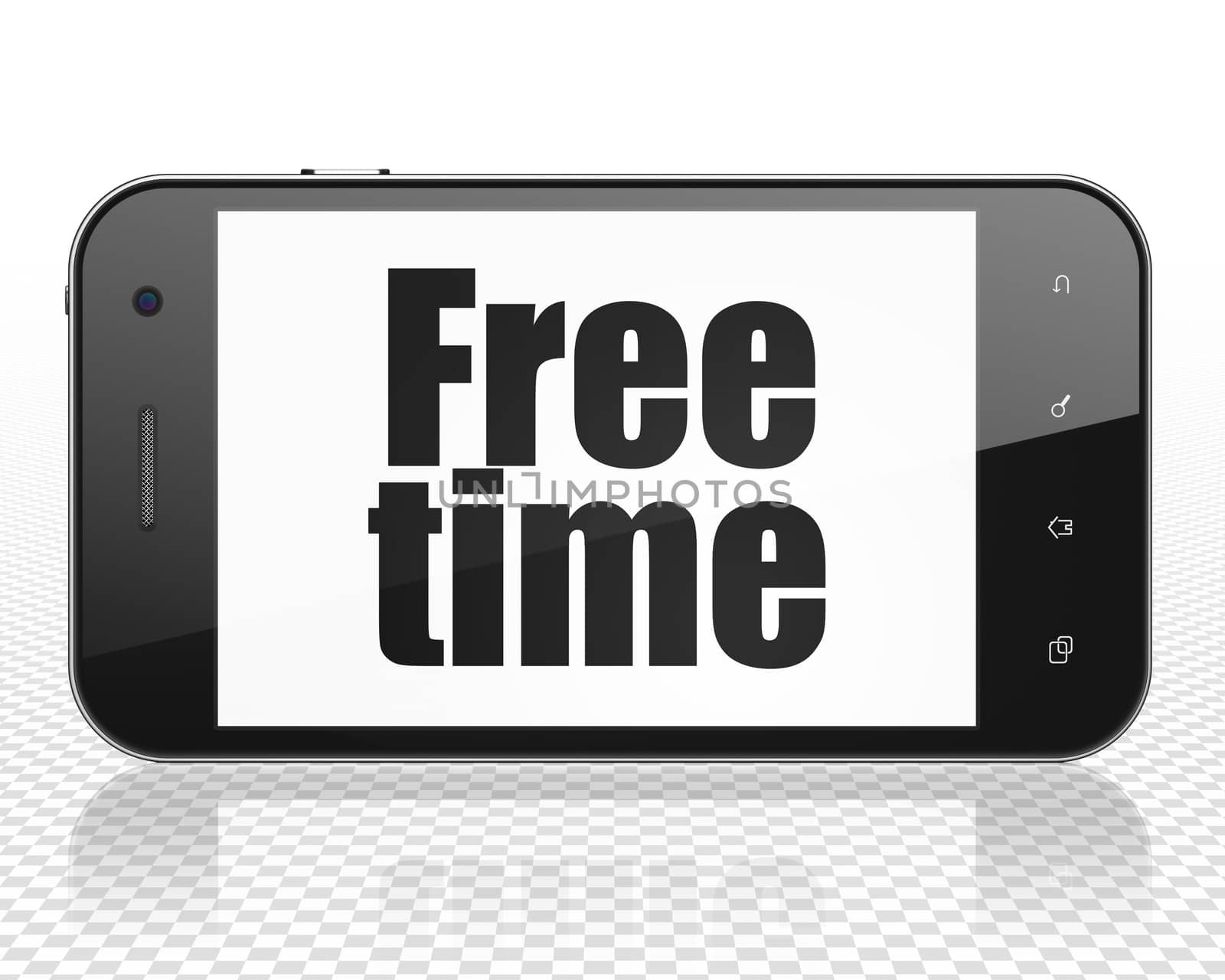 Timeline concept: Smartphone with Free Time on display by maxkabakov