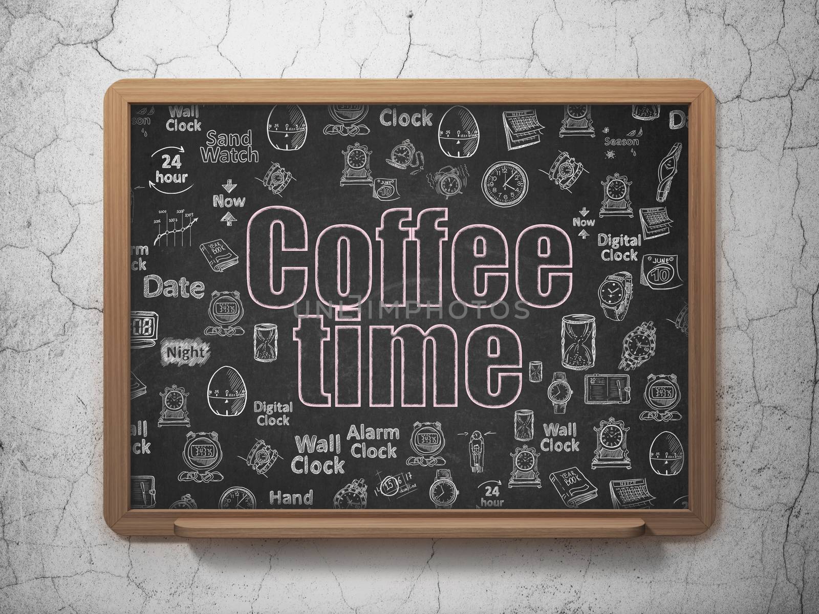 Time concept: Coffee Time on School Board background by maxkabakov