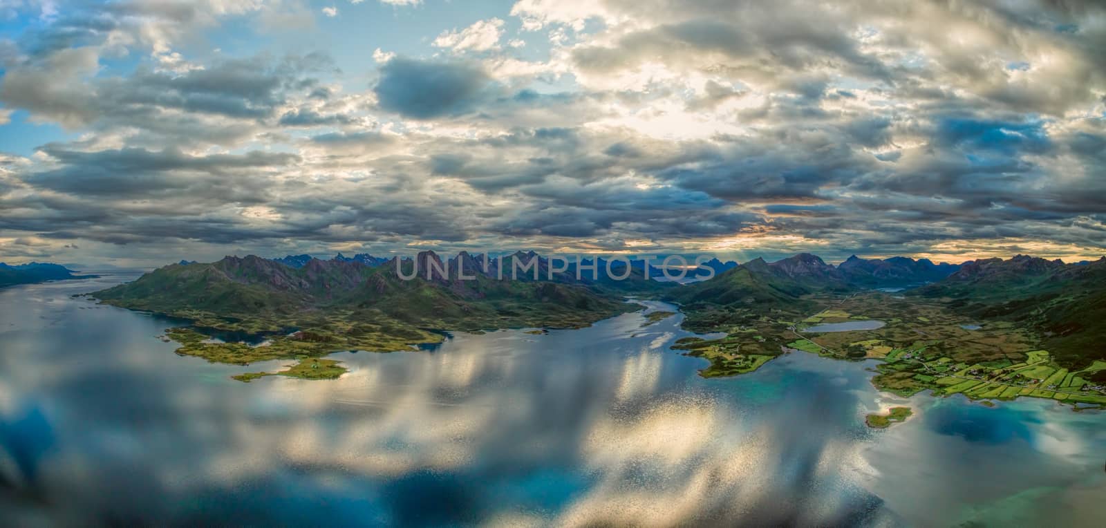 Beautiful Vesteralen islands in Norway from air