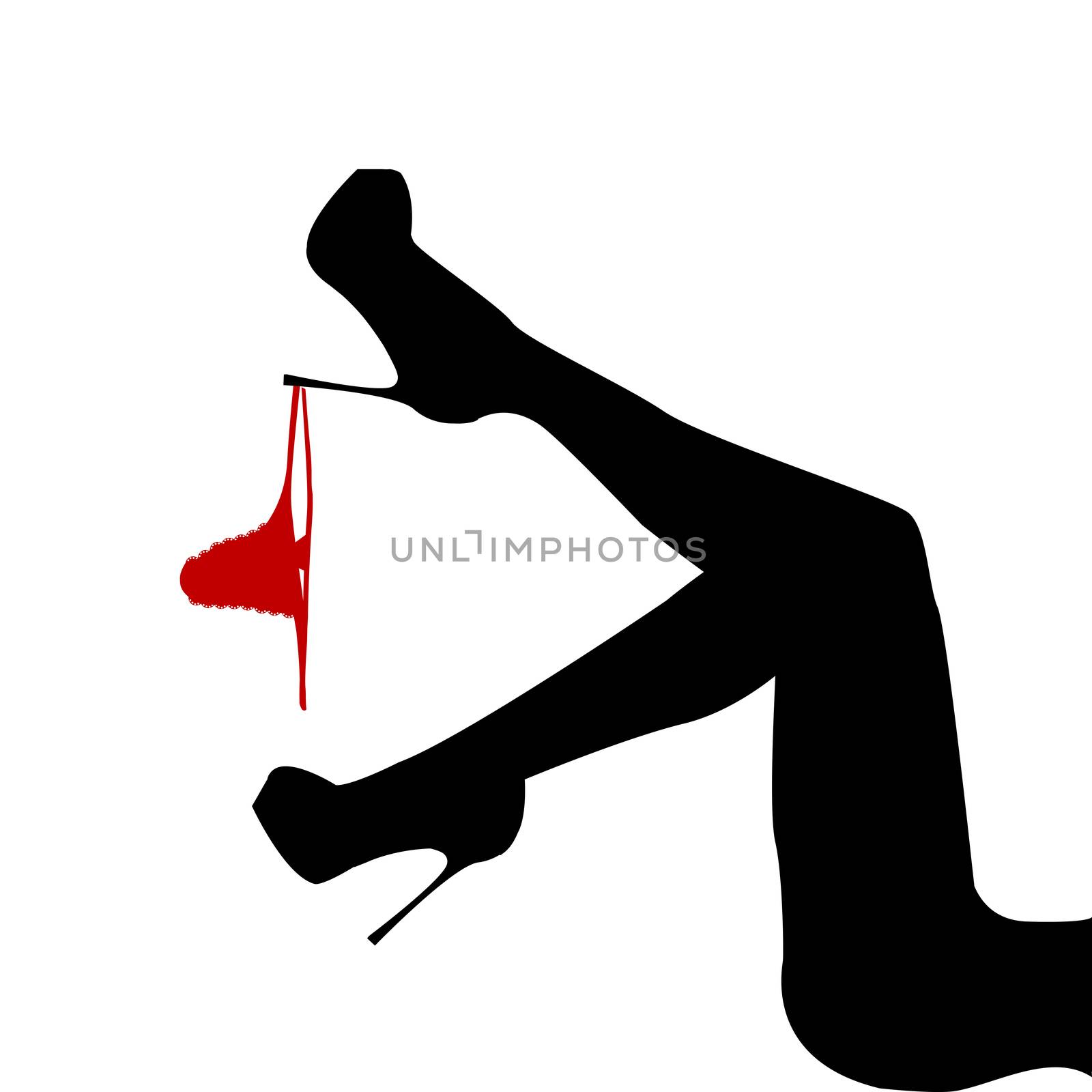 Silhouette of women's leg with panties hanging on it