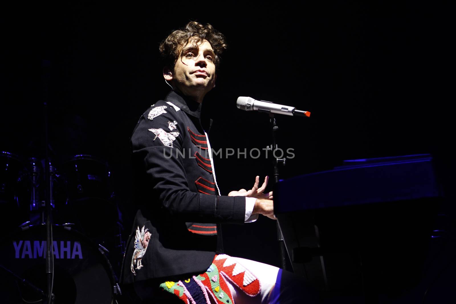 FRANCE, Paris: British pop singer Mika performs at the Zenith, in Paris, on September 19, 2015, during his 'Heaven Tour'.