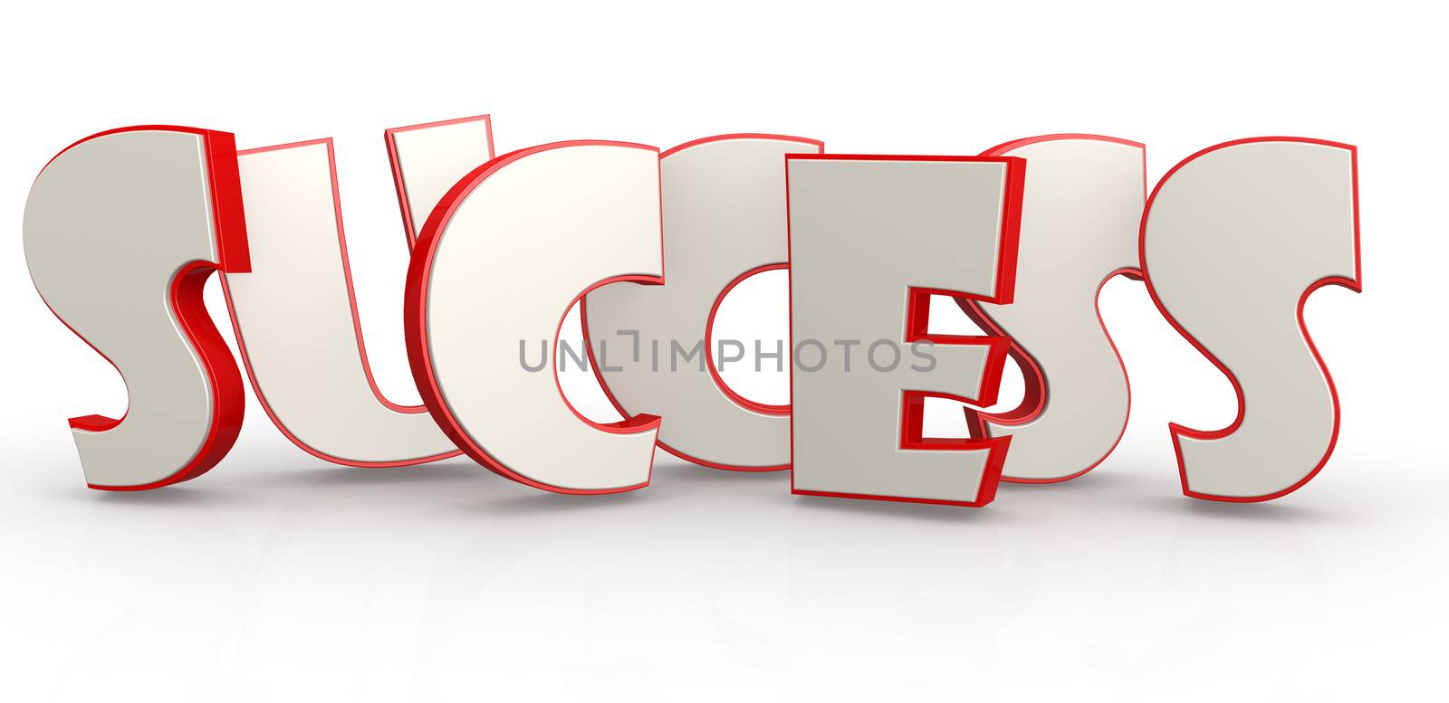 Success word with white background image with hi-res rendered artwork that could be used for any graphic design.