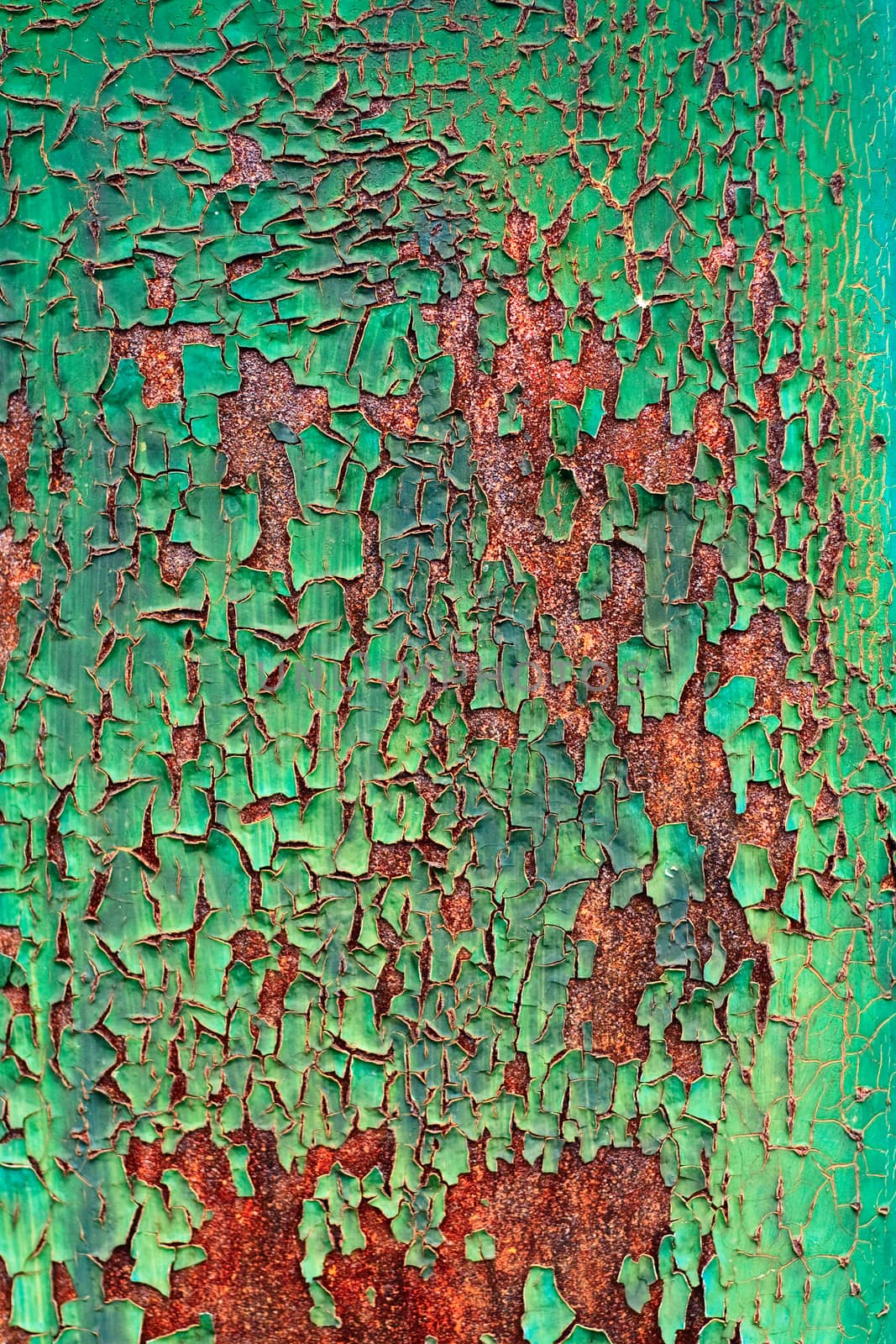 old decayed paint on rust metal