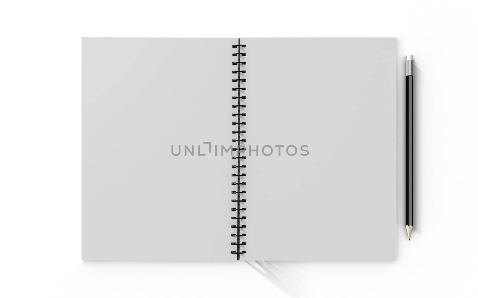 pencil on checked notebook isolated on white background by teerawit