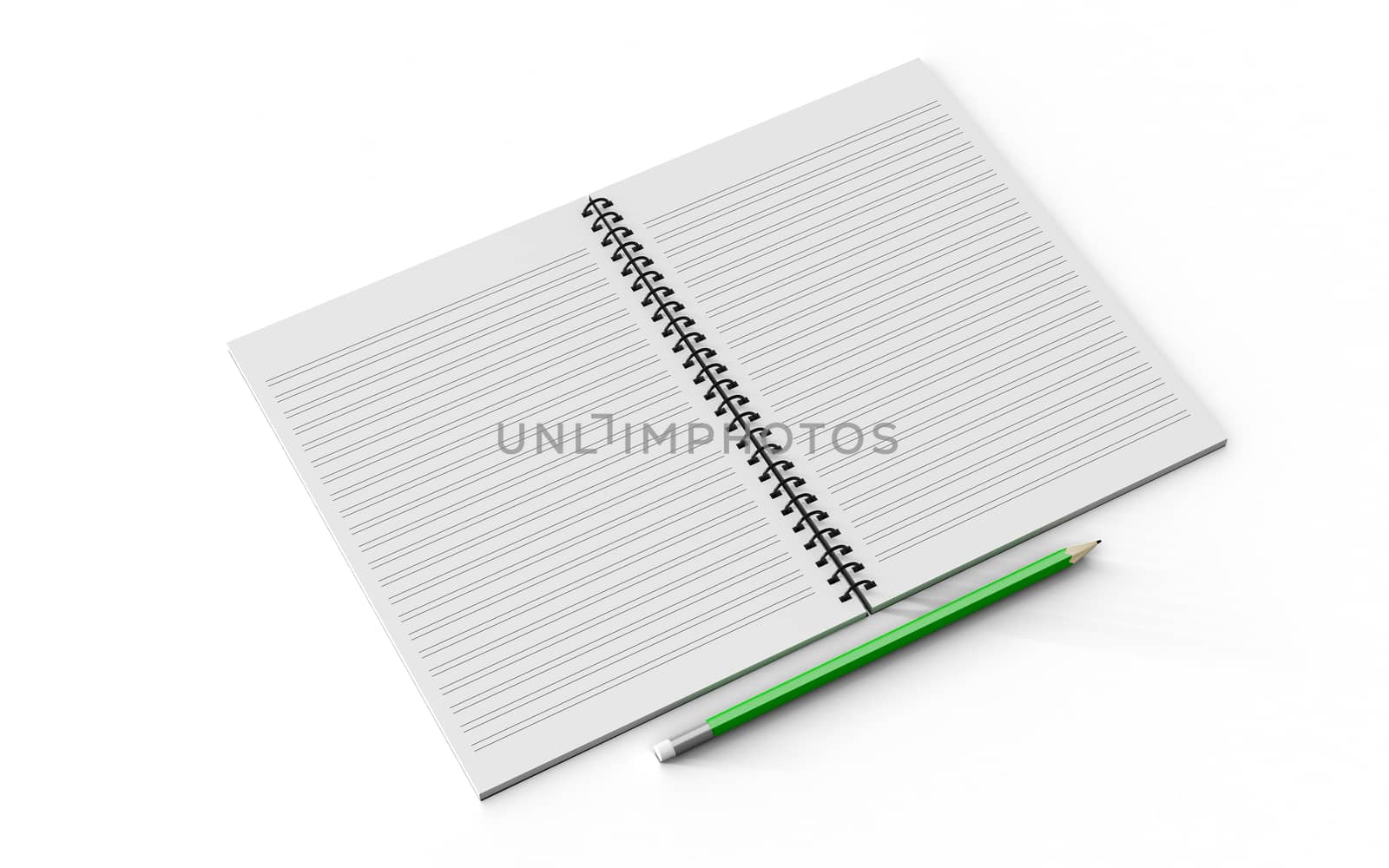 pencil on checked notebook isolated on white background by teerawit