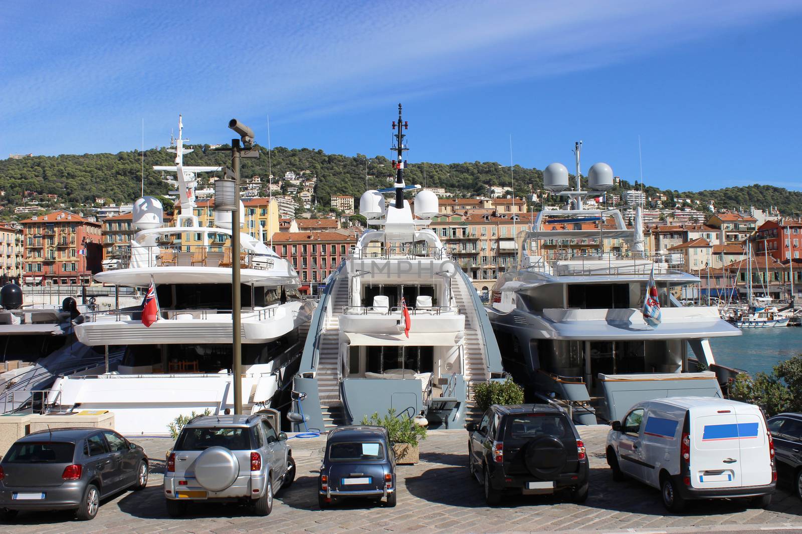 Beautiful and luxurious yachts in the port of Nice