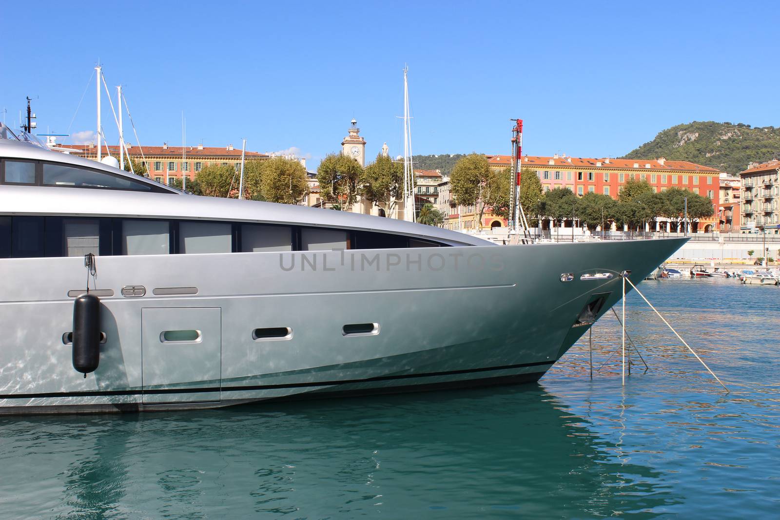 Beautiful and luxurious yacht in the port of Nice