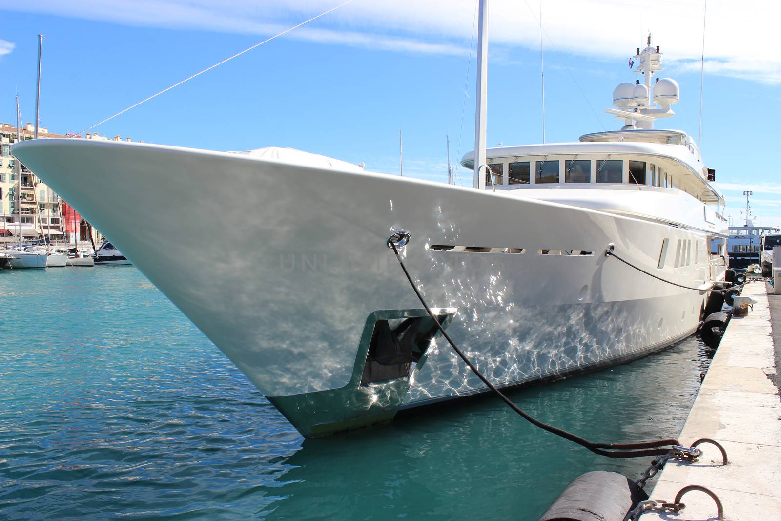 Beautiful and luxurious yacht in the port of Nice