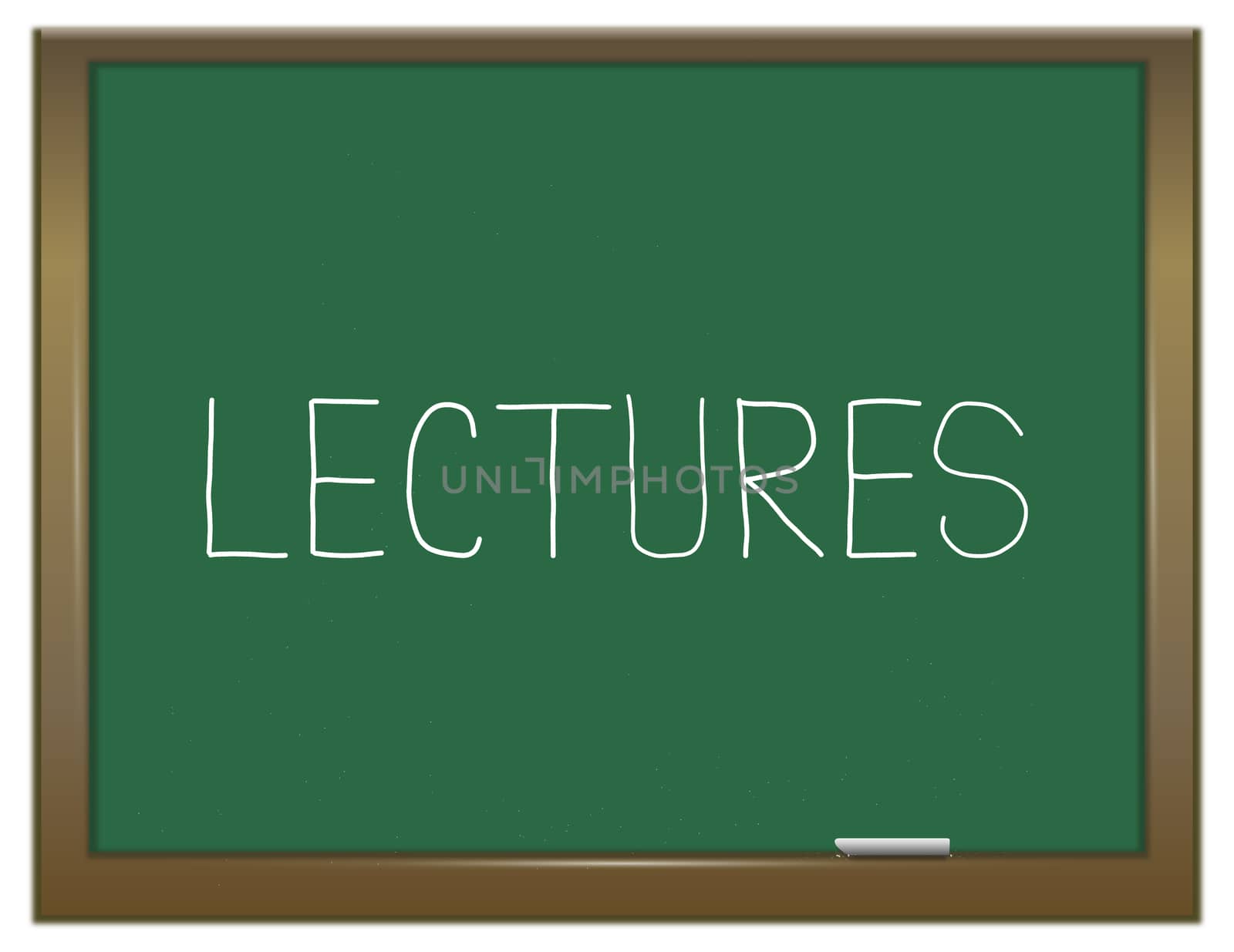 Illustration depicting a green chalkboard with a lectures concept.